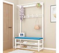 Perchero industrial 3 en 1 y banco de zapatos - Elegante nizer de entrada con estante desmontable, solución de almacenamiento de fácil montaje para espacios pequeños, muebles de árbol de pasillo