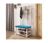 Perchero industrial 4 en 1 y banco de zapatos con ganchos para colgar, exquisito soporte de almacenamiento para entrada, marco de metal duradero, elegante perchero para la nización del hogar