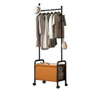 Perchero industrial con ganchos y cesta de almacenamiento, construcción robusta de acero inoxidable, perfecto para entrada, pasillo, dormitorio, opciones de altura: 60/80/100 cm