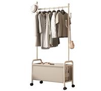 Perchero industrial de acero inoxidable con cesta de almacenamiento y ganchos, árbol de entrada para pasillo, dormitorio, altura ajustable, 60/80/100 cm, elegante