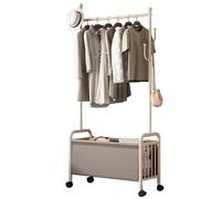 Perchero industrial de acero inoxidable con cesta de almacenamiento y ganchos, árbol de metal para entrada, dormitorio, pasillo, resistente (60/80/100 cm)