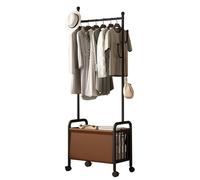 Perchero industrial de acero inoxidable con ganchos y cesta de almacenamiento elegante para entrada y dormitorio (60/80/100 cm) - y elegante soporte para ropa