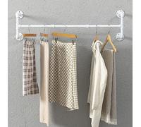Perchero industrial de tubería, percheros montados en la pared, estantes de ropa colgantes que ahorran espacio, barra colgante multiusos desmontable steampunk resistente para almacenamiento en