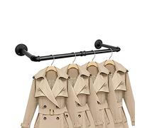 Perchero industrial de tuberías, resistente montado en la pared, de hierro negro, barra para colgar ropa para lavandería, almacenamiento en el armario (24 pulgadas)