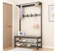 Perchero industrial para entrada con estante desmontable 3 en 1, soporte para árbol de pasillo para espacios pequeños, fácil montaje, solución de almacenamiento de árboles