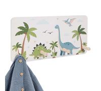 Perchero infantil de pared, colgador 4 ganchos para abrigos y mochilas, decorado