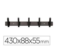Perchero Liderpapel Pared Metalico 5 Colgadores Color Negro 430X88X55 Mm