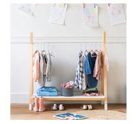 Happy Garden Armario Infantil LOU con cajón Blanco de Estilo escandinavo, Perchero de Madera de Pino