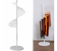 Perchero metálico en Espiral para Bufandas, con 30 Varillas para Cinturones, Pantalones y Mantas. Expositor de Suelo Compacto para Tiendas de Ropa y soluciones de organización del hogar.