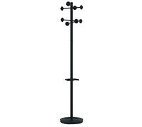 Perchero metélico unilux accueil pie 8 colgadores con paraguero y bandeja goteo negro 177 x 38 cm