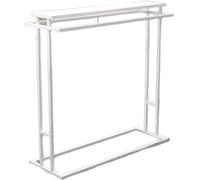 Perchero moderno de moda, perchero resistente de doble barra, estante de ropa colgante, organizador de exhibición de ropa para dormitorio, tienda de ropa (tamaño: 100 x 50 x 130 cm, color: blanco)