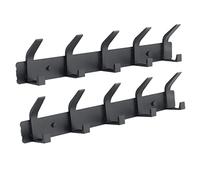 Perchero montado en la pared, 5 ganchos para colgar abrigos, perchero de metal resistente, perchero con ganchos, colgador de pared para sombreros, toallas, bolsos, batas, negro, paquete de 2 (negro2