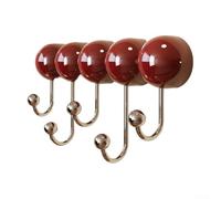 Perchero montado en la pared con ventosas fuertes, ganchos sin rastro para chaquetas, bolsas, toallas, para una solución versátil de almacenamiento de riel colgante para entrada, cocina, oficina, rojo