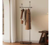 Perchero multifuncional de acero inoxidable con ruedas giratorias de 360°, soporte portátil para dormitorio, oficina, entrada, altura ajustable (80 cm)