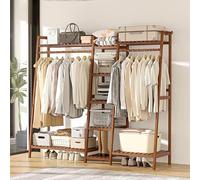 Perchero multifuncional de bambú con diseño de burro, elegante armario abierto de madera para ropa, zapatos, bolsas y cestas, perfecto para dormitorio y sala de estar (disponible en 130 cm, 160 cm y