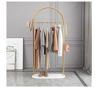 Perchero multifuncional de metal dorado con base de mármol, 80 cm de ancho, elegante colgador independiente para dormitorio, sala de estar, decoración del hogar, diseño elegante en color dorado y