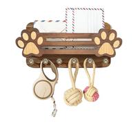 Perchero mural de madera con correas caninas - Estante Flotante Decorativo Con Patita Adorable 6 Ganchos | Organizador de Correas para Perros,En Hogar Recibidor Salón Cocina Dormitorio Apartam
