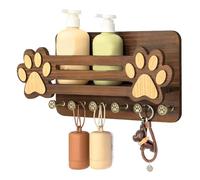 Perchero mural de madera con correas caninas,Estante Flotante Decorativo Con Patita Adorable 6 Ganchos - Perchero De Pared Para Colgar Llaves,En Hogar Recibidor Salón Cocina Dormitorio Apartam