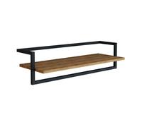 Perchero mural evje con estante acero 80x30x20cm - efecto madera/negro [en.casa]