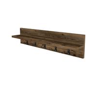 [en.casa] Perchero Mural Hammarö con 10 Ganchos Perchero con Estante de Pared para Sombreros Chaquetas Bolsos Recibidor Aglomerado 80 x 13 x 18 cm Roble antiguo
