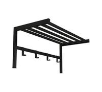 [en.casa] Perchero Mural con 4 Ganchos 1 Estante de Rejilla Mueble de Entrada para Prendas de Vestir Recibidor Metal 33 x 69 x 34 cm Negro
