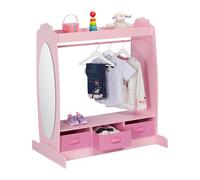 Relaxdays Perchero Infantil, 5 Compartimentos, Colgador de Ropa Niñas, con Gancho y Espejo, 107 x 97,5 x 61 cm, Rosa