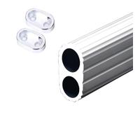 Perchero ovalado de aluminio champán de 160 cm, tubo resistente para colgar perchas, diseño que ahorra espacio para el hogar y el armario