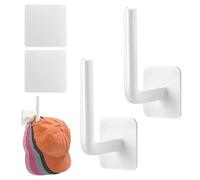 Perchero Para Gorras 2 Piezas Soporte Para Sombrero Colgador De Sombreros Ganchos Adhesivos Para Sombreros Para Pared Perchero Para Gorras De Béisbol, Organizador De Gorras Para Armario (Blanco)