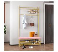 Perchero para ropa, perchero de entrada, zapatero, banco, pasillo, árbol, tendedero, hierro, forjado, muebles de pasillo con ganchos, 2 estantes de almacenamiento para tienda de ropa, hogar