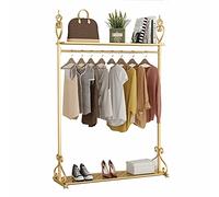 Perchero para ropa Perchero para dormitorio Perchero dorado con estante de almacenamiento de 2 niveles Perchero de exhibición de ropa para venta minorista Percha de metal para zapatos y botas