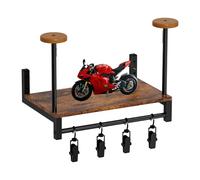 Perchero para sombreros de motocicleta, colgador de pared, soporte de exhibición de seguridad, organizador con 4 clips, almacenamiento de madera para cascos de motocicleta y ciclismo