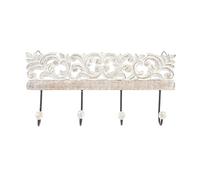 Perchero Pared 4 Colgador Madera Tallada 40x18 cm