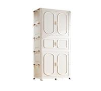 Perchero plegable con ruedas, armario de plástico con barra para colgar para almacenamiento de dormitorio (blanco, 99 cm + 90 cm + 45 cm)