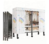 Perchero plegable de metal con ruedas, armario portátil para almacenamiento de dormitorio