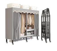 Perchero plegable grande resistente con cubierta, capacidad de 2000 libras, armario portátil con ruedas, perchero independiente para dormitorio (125 cm)