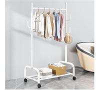 Perchero portátil Hey Duty 3 en 1 con ruedas, colgador de metal rodante para abrigos, camisas y vestidos, estante inferior ajustable, 40 pulgadas (blanco, 1 capa)