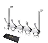 Perchero Puerta, LYLIN Colgador Puerta en Acero Inoxidable con 15 Ganchos, Ganchos de Perchero para Dormitorio (Plateado)