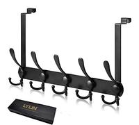 Perchero Puerta, LYLIN Colgador Puerta en Acero Inoxidable con 15 Ganchos, Ganchos de Perchero para Dormitorio (Negro)