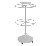 Perchero redondo con estante superior, Expositor de ropa para tiendas, Perchero giratorio de pie con 4 ruedas(Blanco)