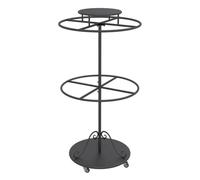 Perchero redondo con estante superior, Expositor de ropa para tiendas, Perchero giratorio de pie con 4 ruedas(Black)