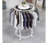 Perchero redondo de metal con estante superior, 70 cm, color blanco, portátil, para el hogar y la venta al por menor, elegante para exhibición y almacenamiento de ropa