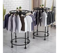 Perchero redondo de metal de 70 cm con estante superior, soporte de exhibición de ropa, color negro, estantes de exhibición de ropa para boutique, tienda minorista
