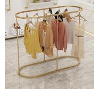 Perchero redondo dorado independiente ovalado de hierro para colgar ropa en dormitorios, escaparates, lavaderos, calidad comercial