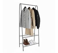 Perchero Relaxdays, 2 estantes, (Alto x Ancho x Fondo) 151 x 60 x 34,5 cm, Metal, Perchero Delgado, Negro