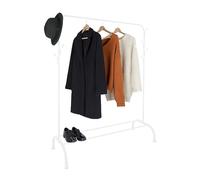 Perchero Relaxdays, HxBxT: 148 x 110 x 40 cm, Estante, Ganchos y Barra, Metal, Perchero, Blanco