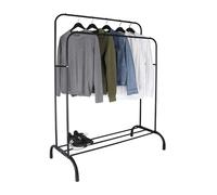 Perchero Relaxdays, HxBxT: 148 x 110 x 55 cm, con Estante y 2 Barras, Metal, Perchero Doble, Negro