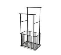 Perchero resistente con barra para colgar y cesta con ruedas, estante de ropa móvil y portátil para organización de armario de dormitorio