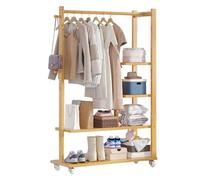Perchero resistente con barra para colgar, zapatero, estantes de almacenamiento, ganchos para abrigos, perchero móvil para dormitorio, oficina, 100 cm