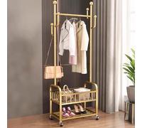 Perchero resistente de 2 niveles con ruedas, de metal, resistente, para abrigos, faldas, zapatos y bolsas, ideal para uso doméstico y comercial (31.5 pulgadas/80 cm)