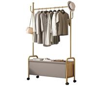 Perchero resistente de acero inoxidable con ganchos y cesta de almacenamiento, ideal para entrada, pasillo o dormitorio, disponible en 60/80/100 cm de alto x 33 cm de ancho x 171 cm de profundidad.